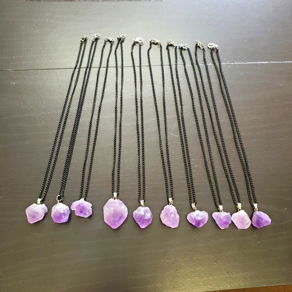 Purple quartz crystal points necklace - sold at random